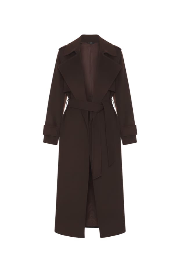 The same trench coat on its own, in the same place